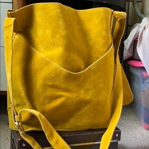 Mustard yellow faux suede bag